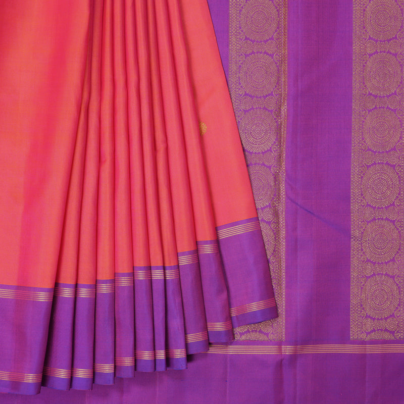 Hayagrivas Handloom Pink Kanjivaram Silk Saree with Purple Border KBF264E1-1