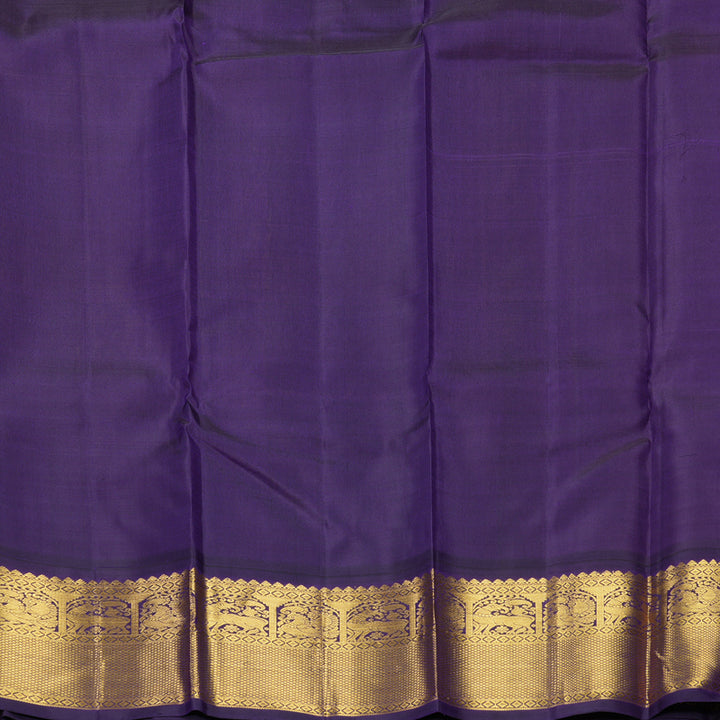 Hayagrivas Handloom Gold Kanjivaram Silk Saree with Violet Border KBF264E14-1