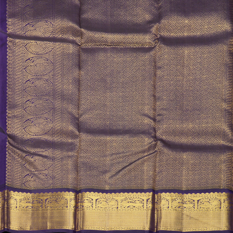 Hayagrivas Handloom Gold Kanjivaram Silk Saree with Violet Border KBF264E14-1