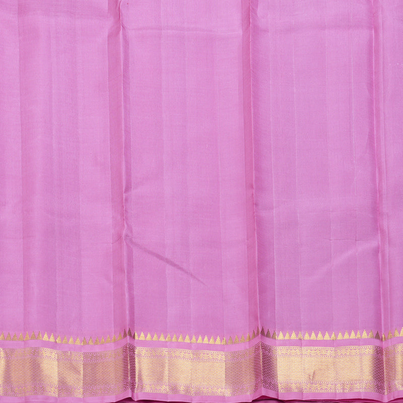 Hayagrivas Handloom Purplish-Blue Kanjivaram Silk Saree with Rose Pink Border KBF264E5-1