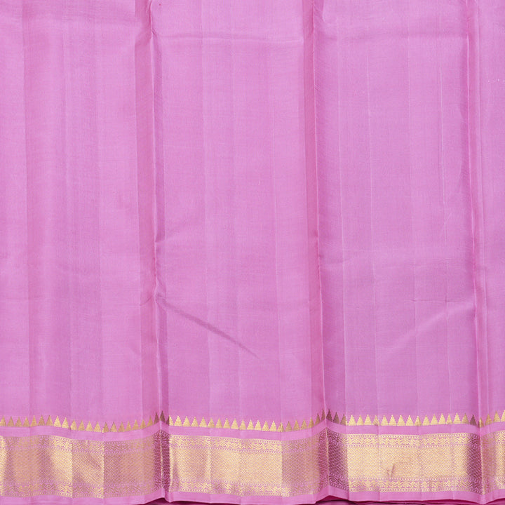 Hayagrivas Handloom Purplish-Blue Kanjivaram Silk Saree with Rose Pink Border KBF264E5-1