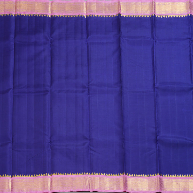 Hayagrivas Handloom Purplish-Blue Kanjivaram Silk Saree with Rose Pink Border KBF264E5-1