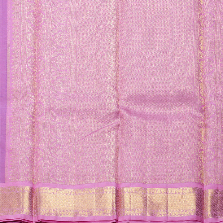 Hayagrivas Handloom Purplish-Blue Kanjivaram Silk Saree with Rose Pink Border KBF264E5-1