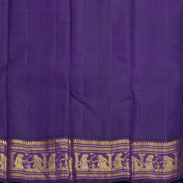 Hayagrivas Handloom Red Kanjivaram Silk Saree with Purple Border KBF264E8-1
