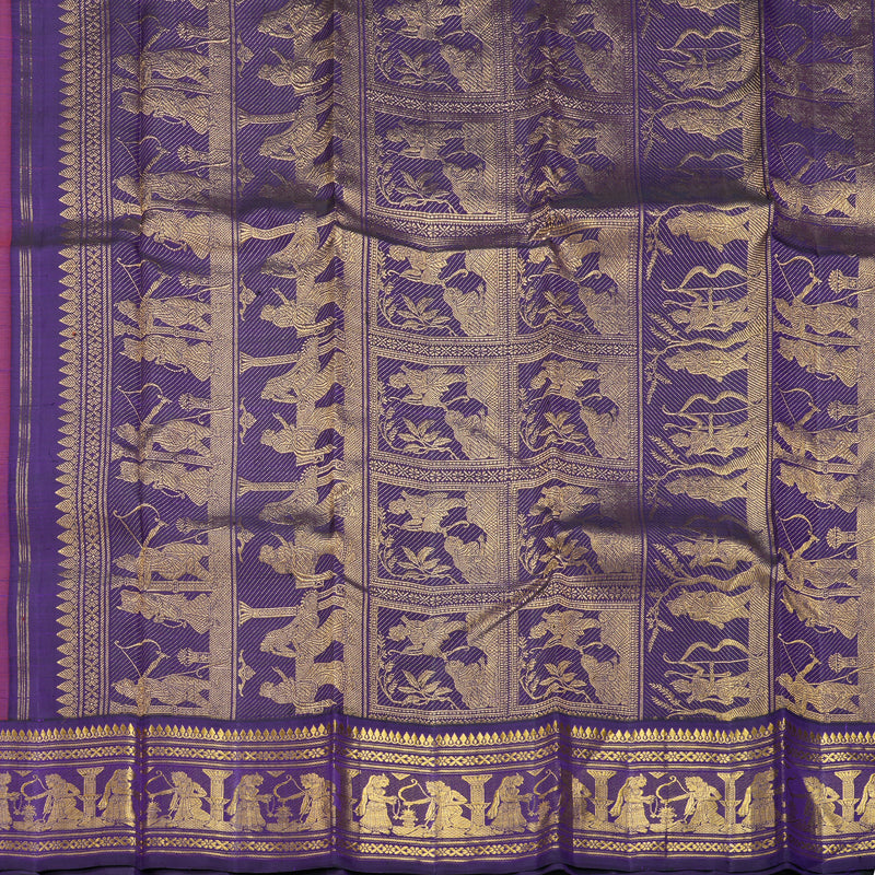 Hayagrivas Handloom Red Kanjivaram Silk Saree with Purple Border KBF264E8-1