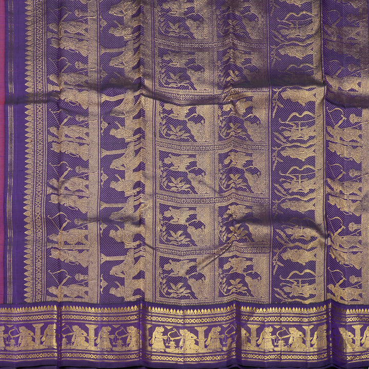 Hayagrivas Handloom Red Kanjivaram Silk Saree with Purple Border KBF264E8-1