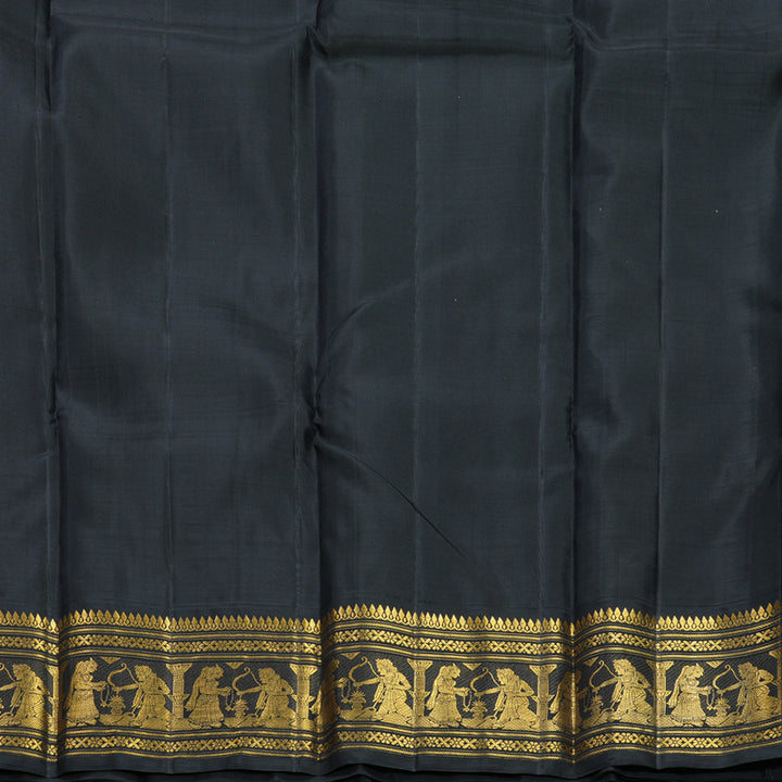 Hayagrivas Handloom Fluorescent Green Kanjivaram Silk Saree with Black Border KBF264E9-1