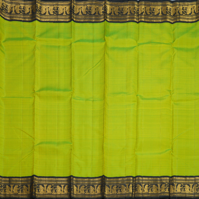 Hayagrivas Handloom Fluorescent Green Kanjivaram Silk Saree with Black Border KBF264E9-1