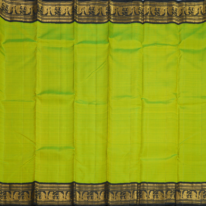 Hayagrivas Handloom Fluorescent Green Kanjivaram Silk Saree with Black Border KBF264E9-1