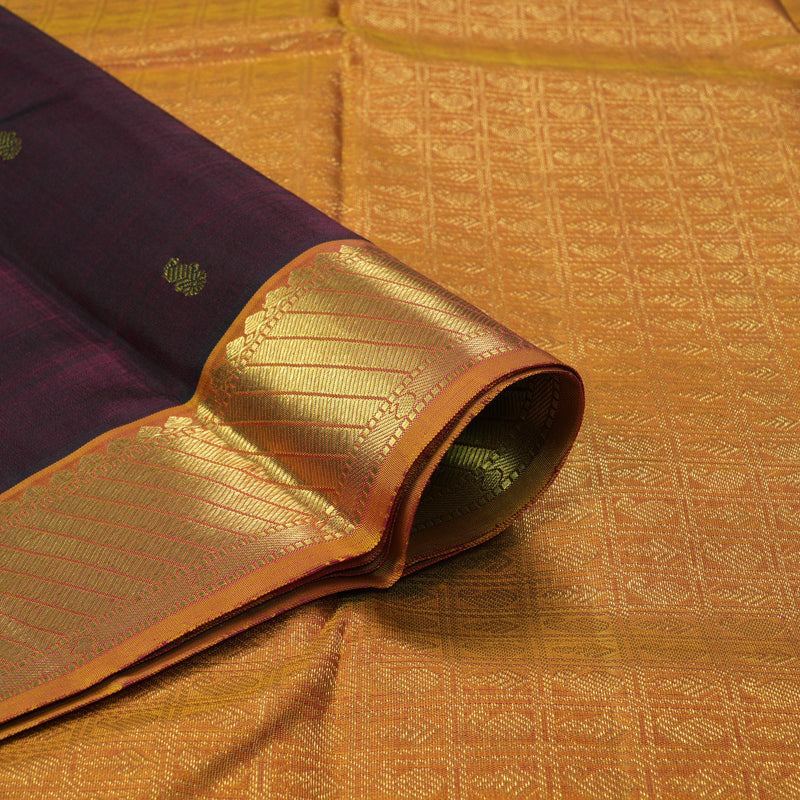 Hayagrivas Handloom Wine Kanjivaram Silk Saree with Golden Orange Border KBF266E6-1