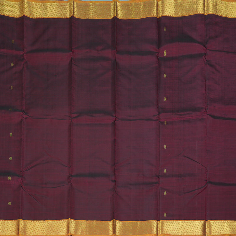 Hayagrivas Handloom Wine Kanjivaram Silk Saree with Golden Orange Border KBF266E6-1