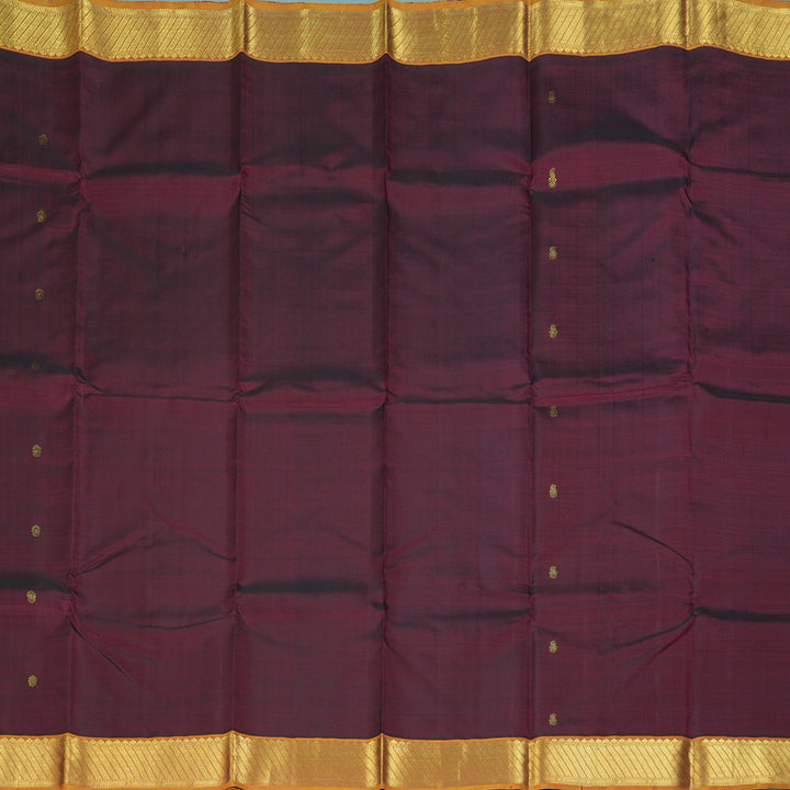 Hayagrivas Handloom Wine Kanjivaram Silk Saree with Golden Orange Border KBF266E6-1
