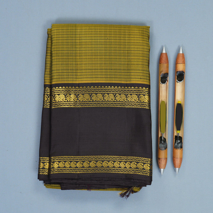 Hayagrivas Handloom Mehandi Green Kanjivaram Silk Saree with Deep Nagapazham Border KBF266E8-1
