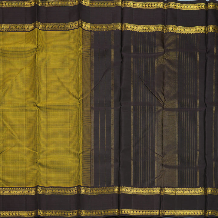 Hayagrivas Handloom Mehandi Green Kanjivaram Silk Saree with Deep Nagapazham Border KBF266E8-1
