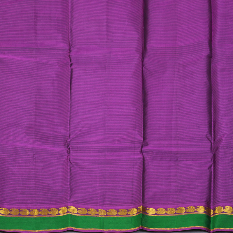 Hayagrivas Handloom Grey Kanjivaram Silk Saree with Purple Border KBF269E1-11