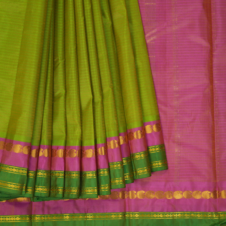 Hayagrivas Handloom Light Green Kanjivaram Silk Saree KBF269E1-42