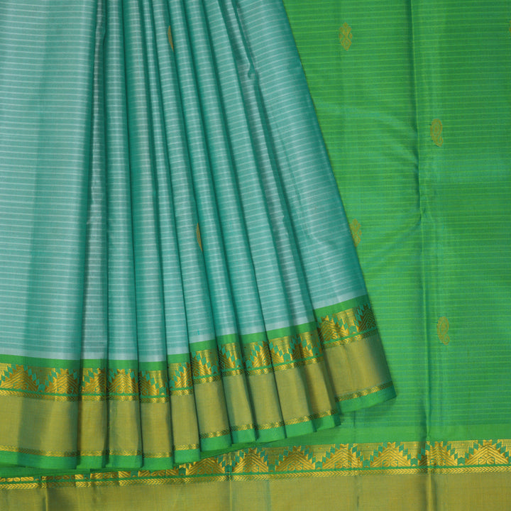 Hayagrivas Handloom Mint Green Kanjivaram Silk Saree with Green Border KBF269E4-13