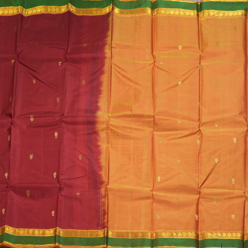Hayagrivas Handloom Maroon Kanjivaram Silk Saree with Green Border KBF269E4-14