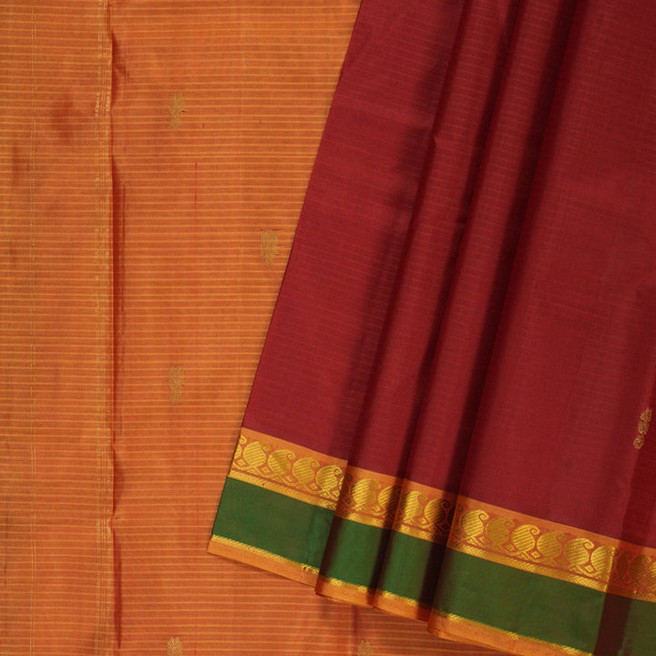 Hayagrivas Handloom Maroon Kanjivaram Silk Saree with Green Border KBF269E4-14