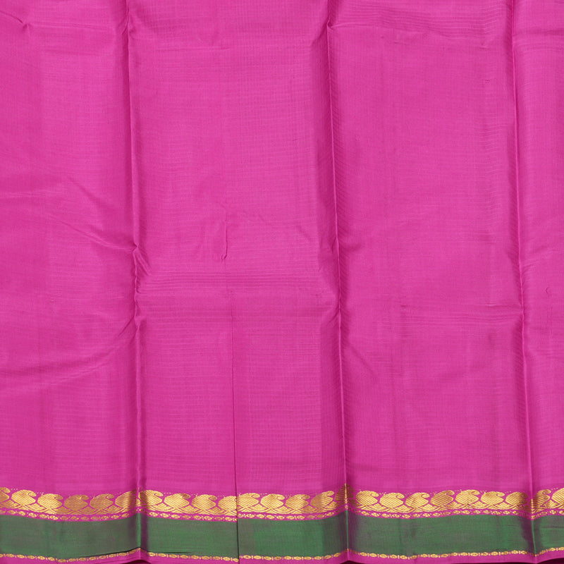 Hayagrivas Handloom Rose Pink Kanjivaram Silk Saree with Magenta-Pink Border KBF269E4-12