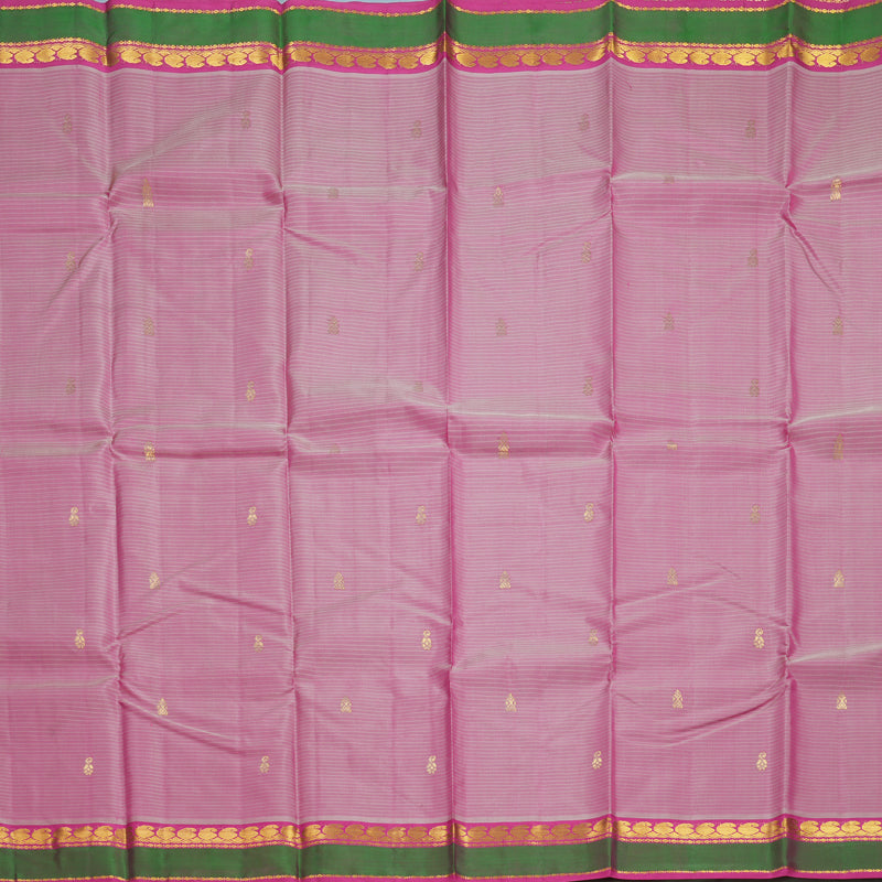 Hayagrivas Handloom Rose Pink Kanjivaram Silk Saree with Magenta-Pink Border KBF269E4-12