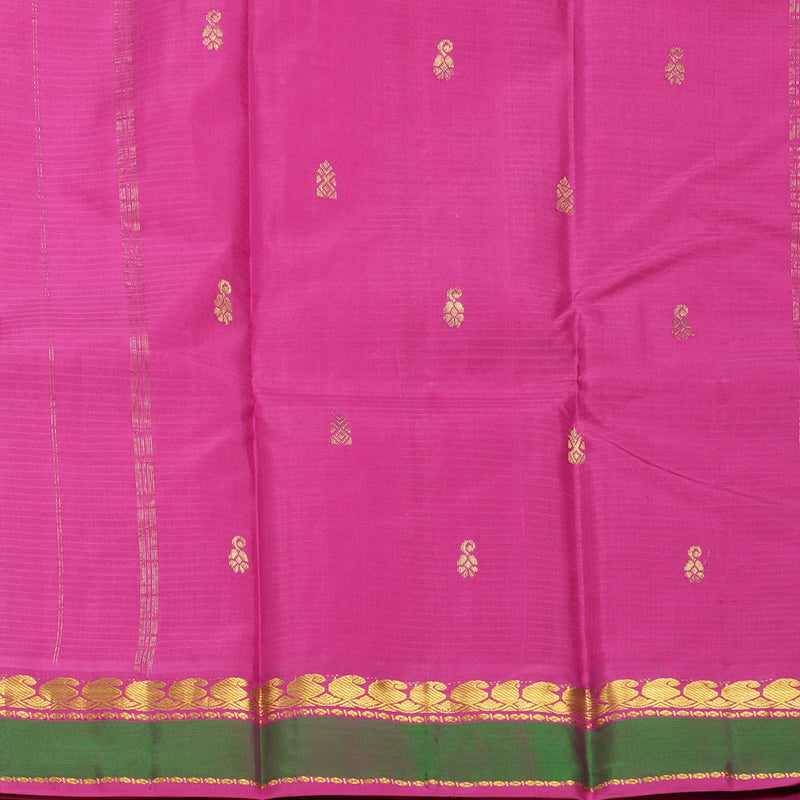 Hayagrivas Handloom Rose Pink Kanjivaram Silk Saree with Magenta-Pink Border KBF269E4-12