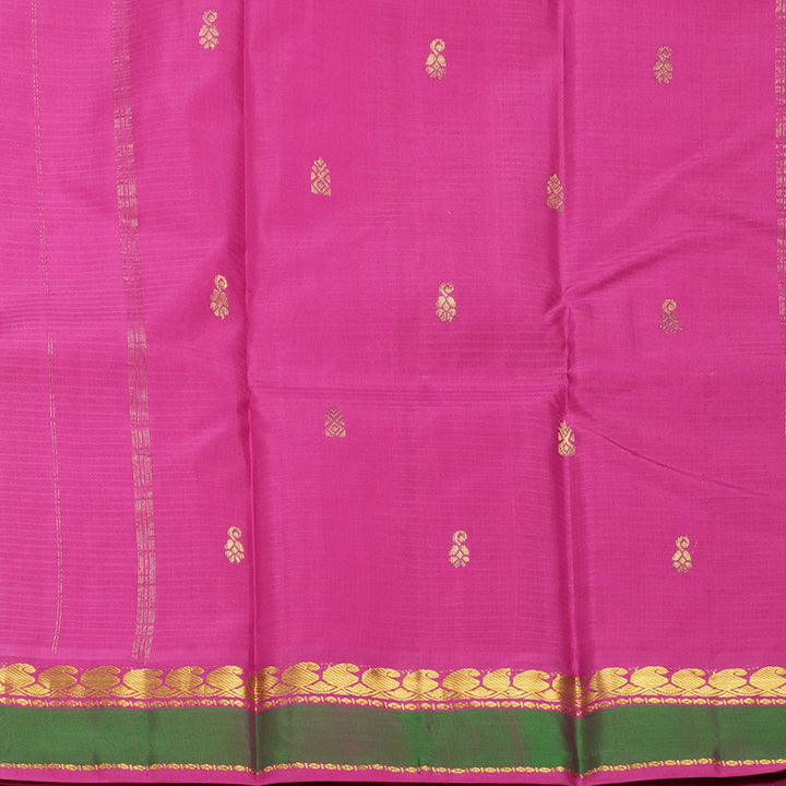 Hayagrivas Handloom Rose Pink Kanjivaram Silk Saree with Magenta-Pink Border KBF269E4-12