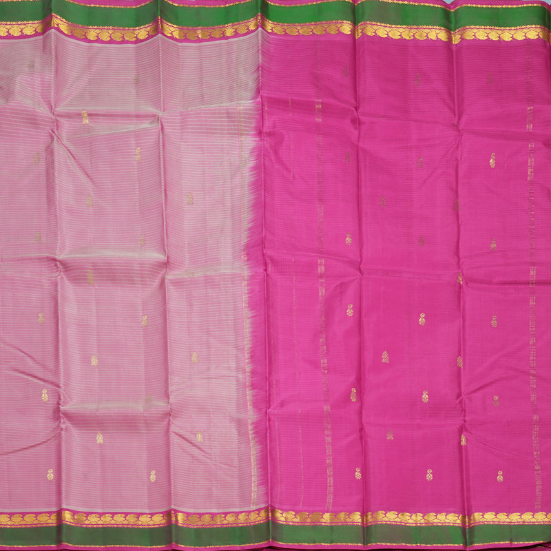 Hayagrivas Handloom Rose Pink Kanjivaram Silk Saree with Magenta-Pink Border KBF269E4-12