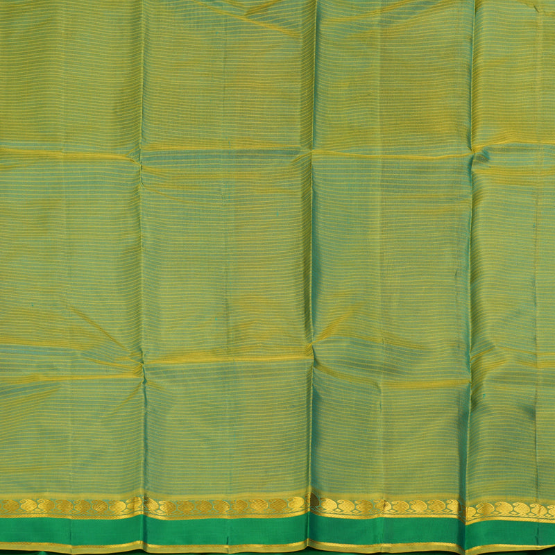 Hayagrivas Handloom Sky Blue Kanjivaram Silk Saree with Sage Green Border KBF269E4-7