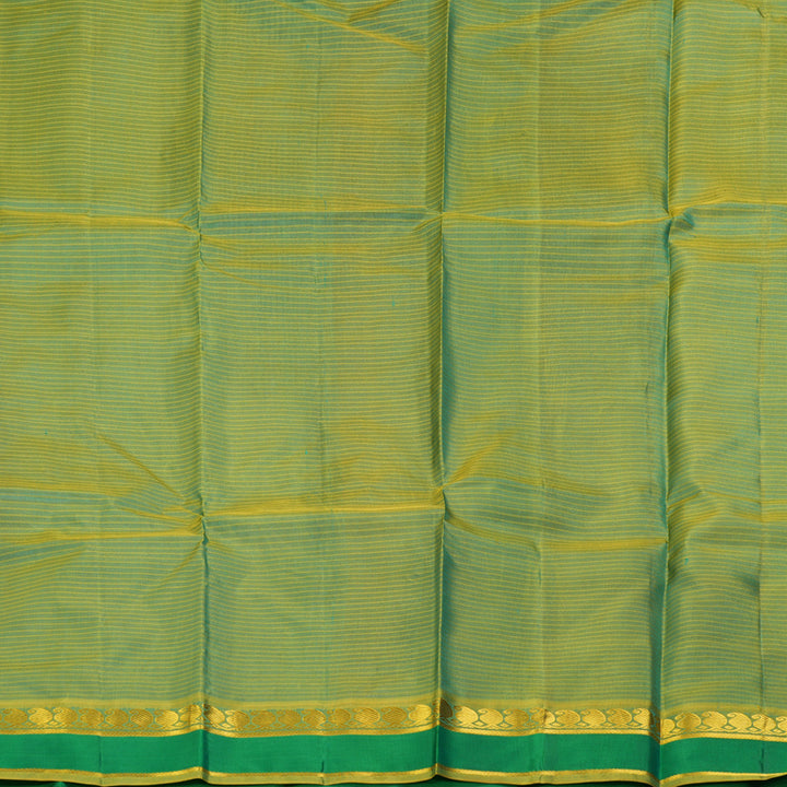 Hayagrivas Handloom Sky Blue Kanjivaram Silk Saree with Sage Green Border KBF269E4-7
