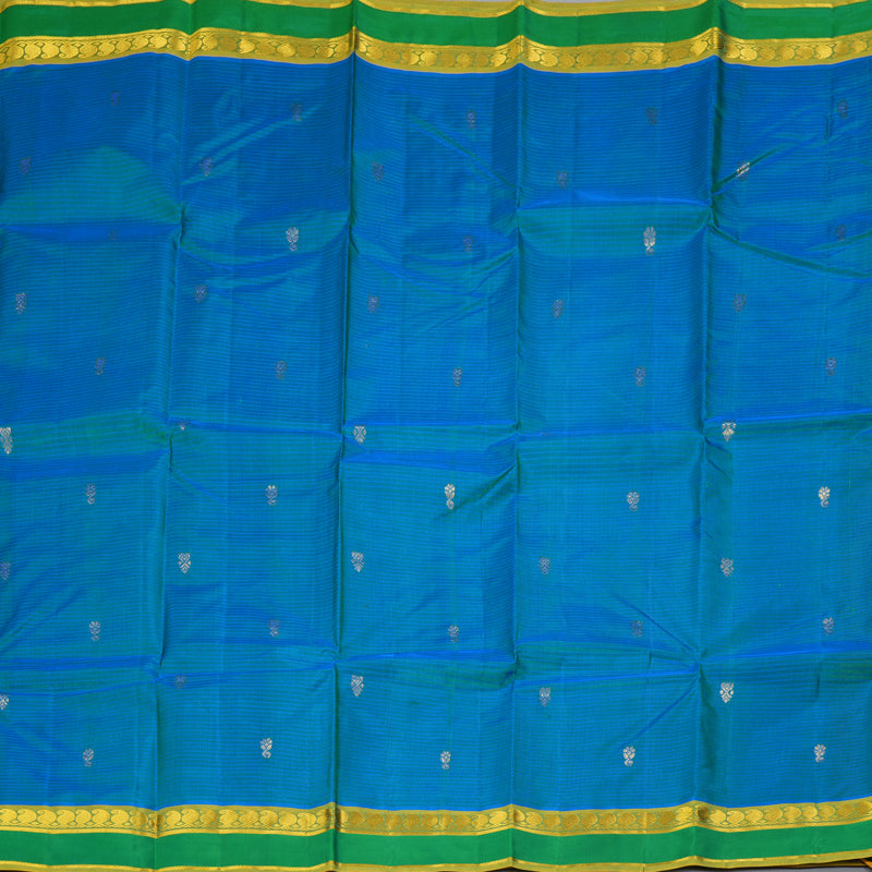 Hayagrivas Handloom Sky Blue Kanjivaram Silk Saree with Sage Green Border KBF269E4-7
