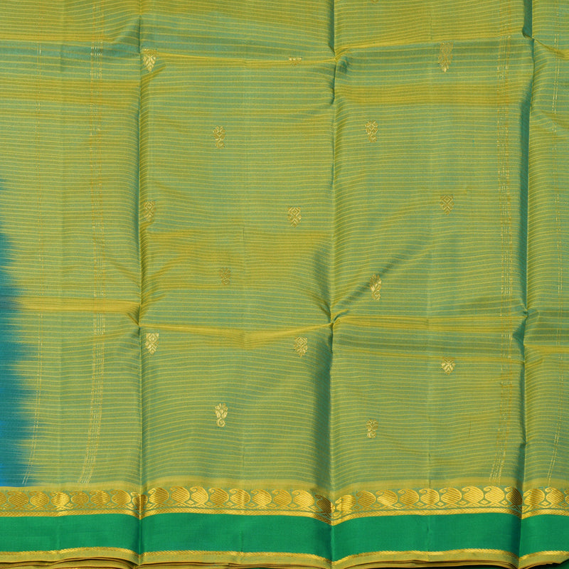 Hayagrivas Handloom Sky Blue Kanjivaram Silk Saree with Sage Green Border KBF269E4-7