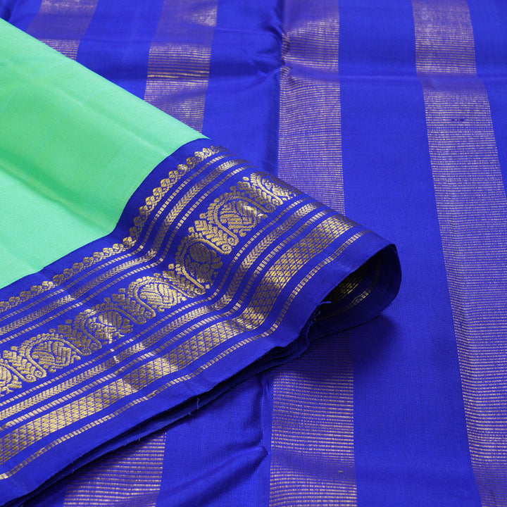 Hayagrivas Handloom Aqua Green Kanjivaram Silk Saree with MS Blue Border KBF273E3-1