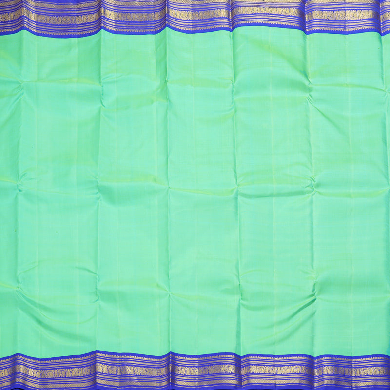 Hayagrivas Handloom Aqua Green Kanjivaram Silk Saree with MS Blue Border KBF273E3-1