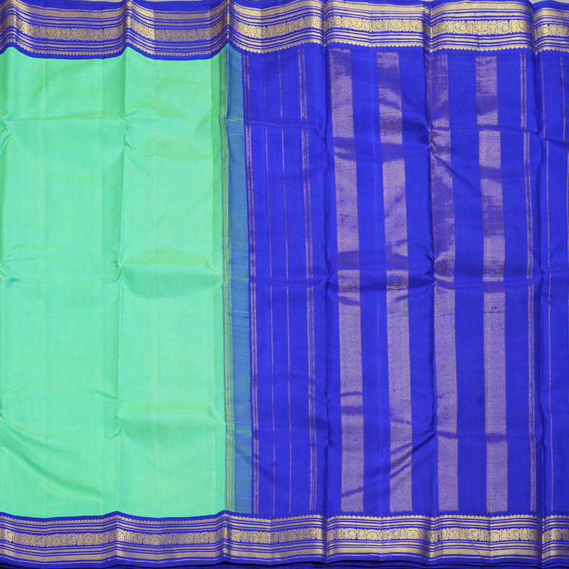 Hayagrivas Handloom Aqua Green Kanjivaram Silk Saree with MS Blue Border KBF273E3-1