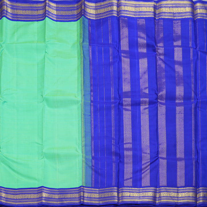 Hayagrivas Handloom Aqua Green Kanjivaram Silk Saree with MS Blue Border KBF273E3-1