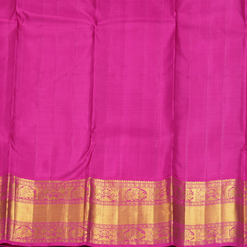 Hayagrivas Handloom Parrot Green Kanjivaram Silk Saree with Pink Border KBF274E1-1