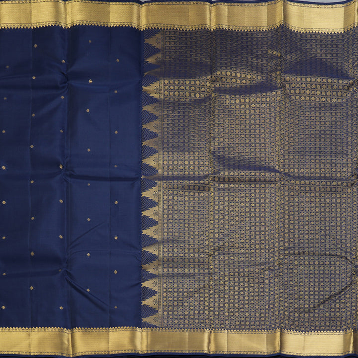 Hayagrivas Handloom Midnight Blue Kanjivaram Silk Saree KBF276E1-6