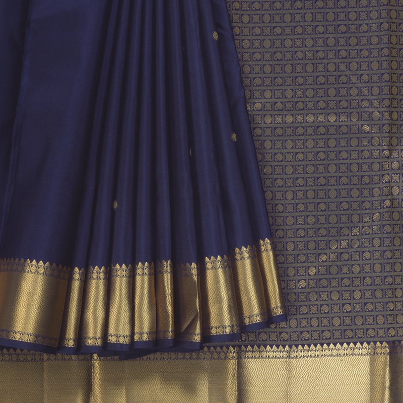 Hayagrivas Handloom Midnight Blue Kanjivaram Silk Saree KBF276E1-6