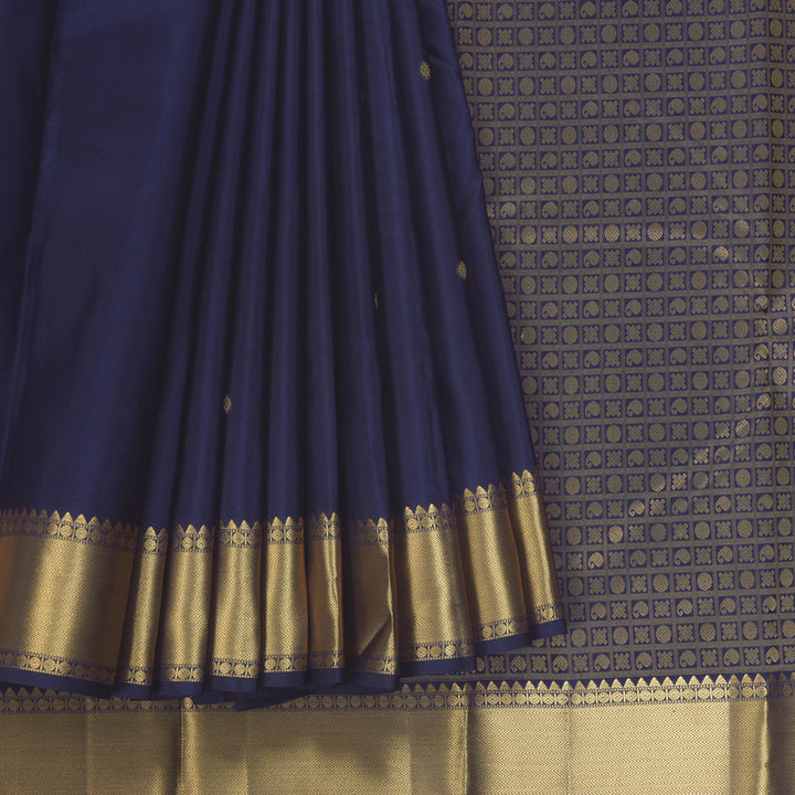 Hayagrivas Handloom Midnight Blue Kanjivaram Silk Saree KBF276E1-6