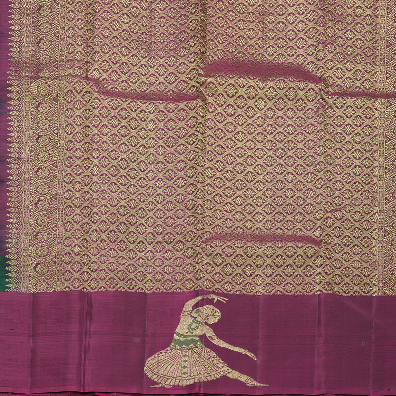 Hayagrivas Handloom Bottle Green Kanjivaram Silk Saree with Purple Border KBF276E2-2