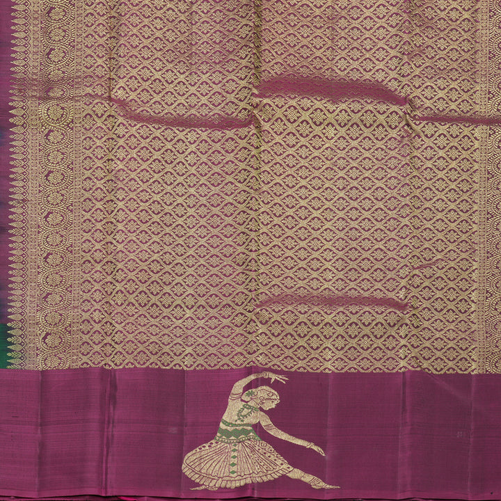 Hayagrivas Handloom Bottle Green Kanjivaram Silk Saree with Purple Border KBF276E2-2