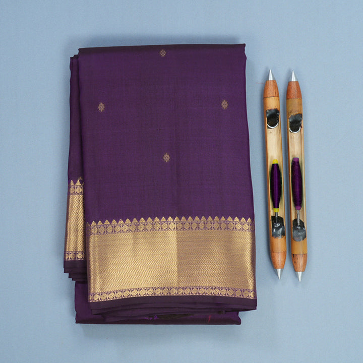 Hayagrivas Handloom Brinjal Purple Kanjivaram Silk Saree KBF277E1-2