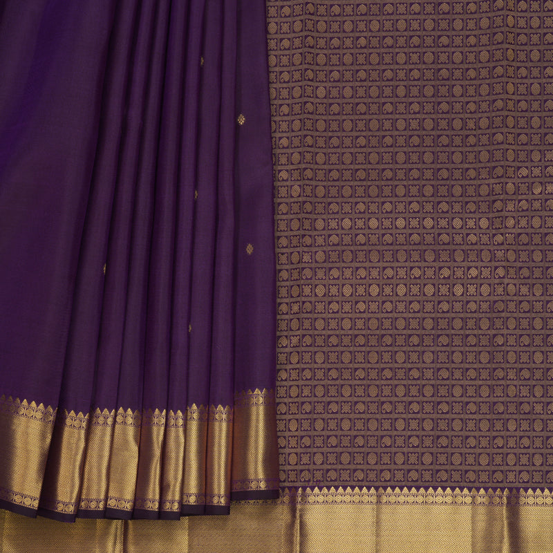 Hayagrivas Handloom Brinjal Purple Kanjivaram Silk Saree KBF277E1-2