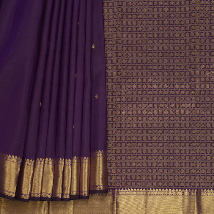 Hayagrivas Handloom Brinjal Purple Kanjivaram Silk Saree KBF277E1-2