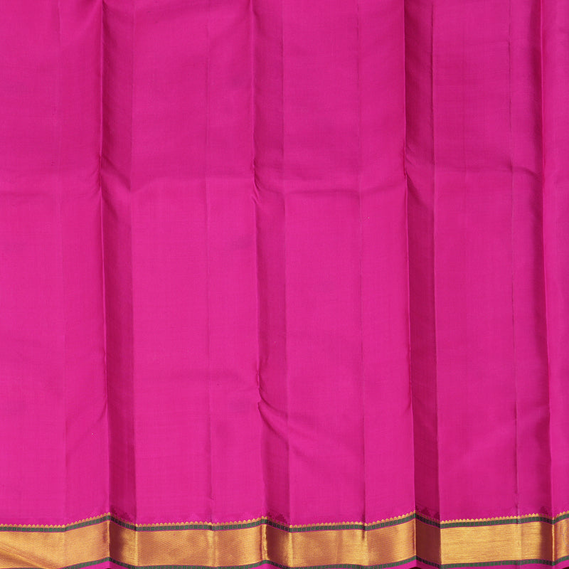 Hayagrivas Handloom Half-White Kanjivaram Silk Saree with Pink Border KBF278E2-1