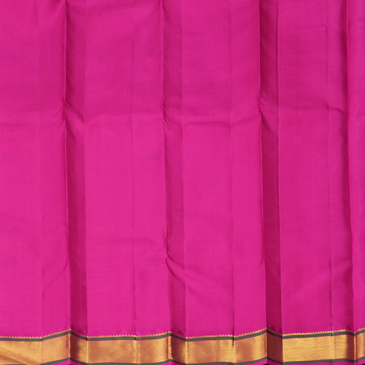 Hayagrivas Handloom Half-White Kanjivaram Silk Saree with Pink Border KBF278E2-1