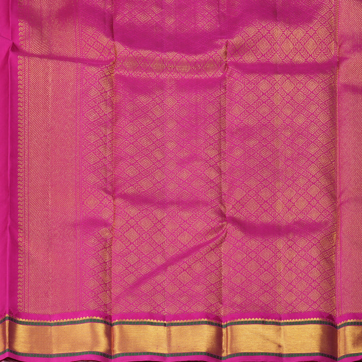 Hayagrivas Handloom Half-White Kanjivaram Silk Saree with Pink Border KBF278E2-1