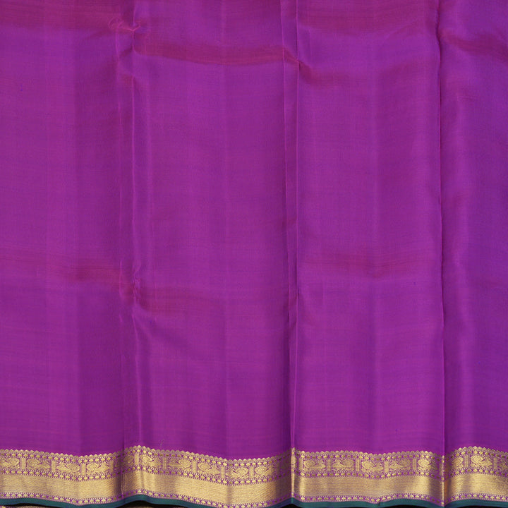 Hayagrivas Handloom Peacock Blue Kanjivaram Silk Saree with Purple Border KBF27D2-1