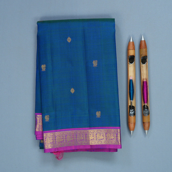 Hayagrivas Handloom Mayilkazhuthu Kanjivaram Silk Saree with Purple Border KBF284E3-1